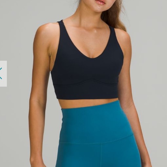 NWT Lululemon In Alignment Long Line Bra 2 Black - Picture 2 of 7